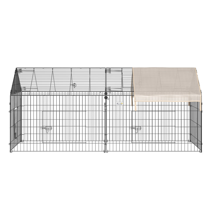 Kravlegård til små dyr, udendørs indhegning, 4 jordpæle, 220 cm x 103 cm x 103 cm, sort + beige
