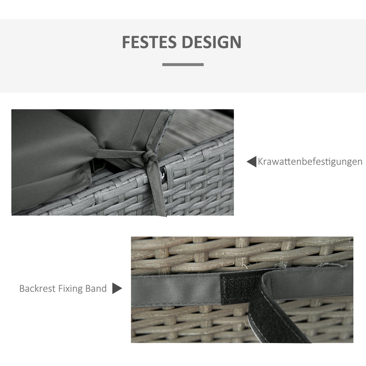 Sæt med 2 hynder til liggestole, ekstra tykke 8 cm havehynder til liggestole, mørkegrå, kun hynder.