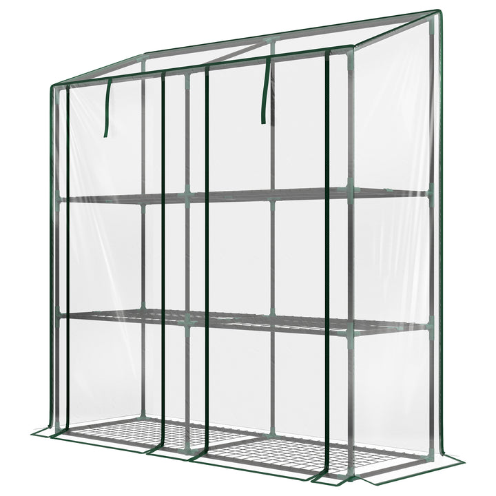 Drivhus, hylder, dobbeltdøre, 143 x 46 x 151 cm, transparent