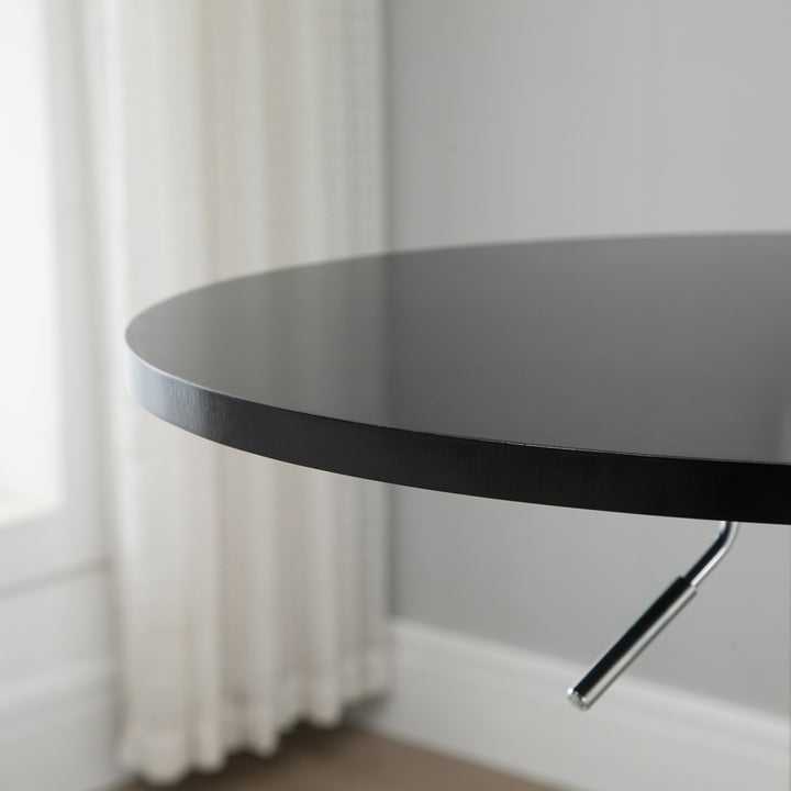 Moderne rundt barbord, spisebord med 360° drejelig base, højdejusterbart bistrobord, ståbord, køkkenbord, stål, sort, Ø61 x 70-90 cm