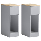 Sengeborde / sæt med 2 stk., 20x33x60 cm, grå