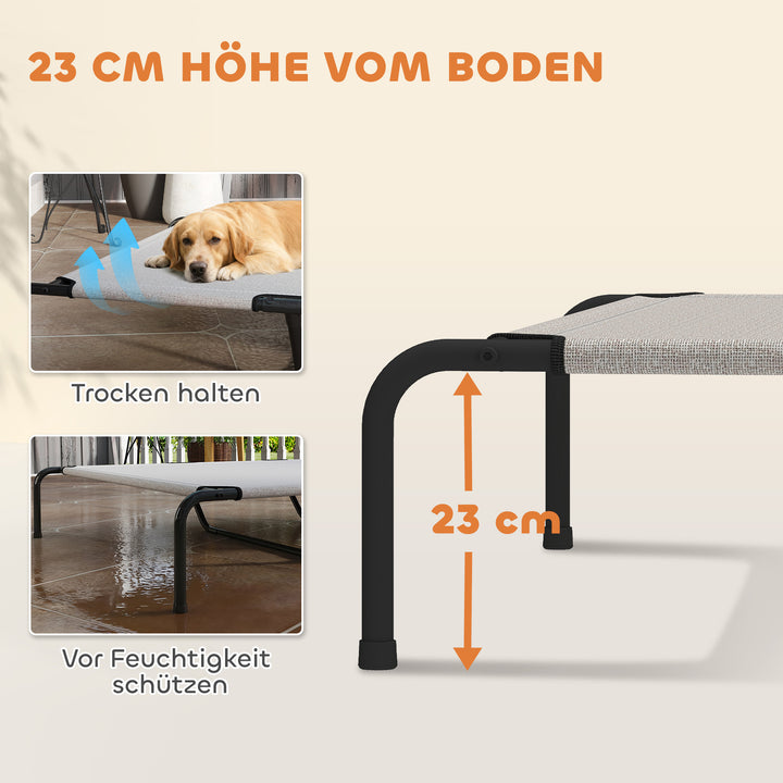 Udendørs hundeseng, hævet hundeseng til store hunde, med stålramme, åndbart netstof, 152x94x23 cm, beige