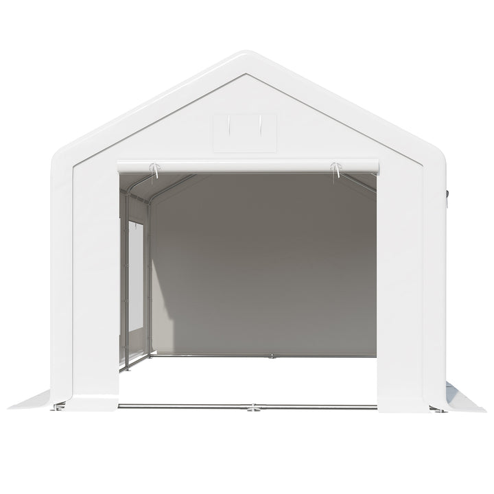 Pavilion 6 x 3 m, festpavillon, aftagelige sidevægge, med rulledøre + vinduer, hvid