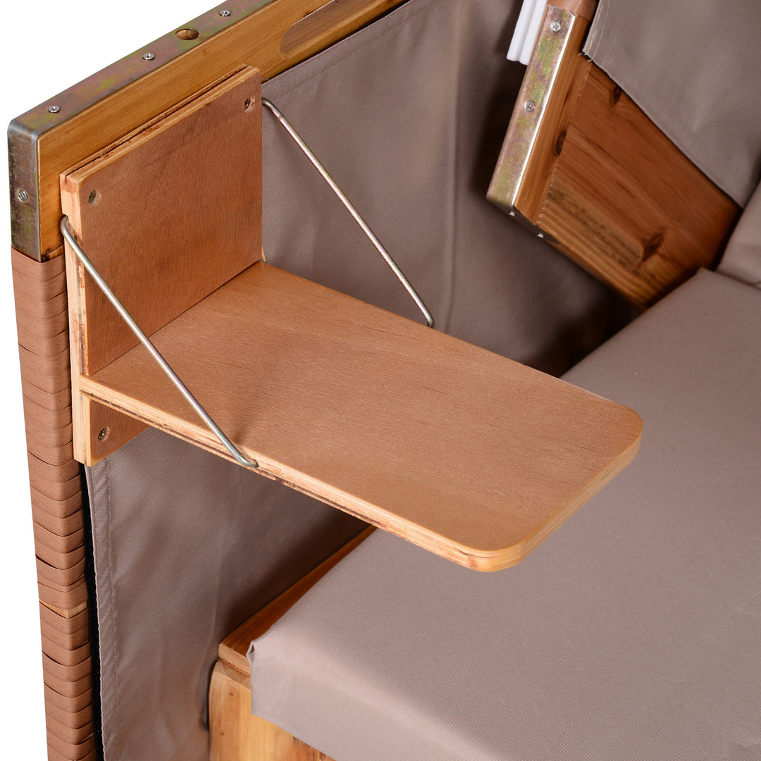 Strandstol til 2 personer med lænestol, beige, 118 x 79 x 160 cm