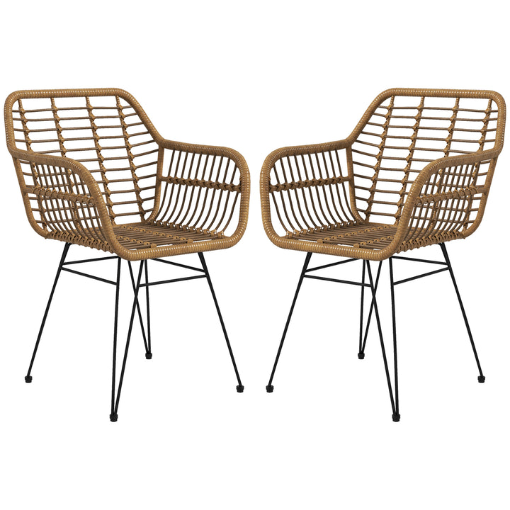 Sæt med 2 køkkenstole i boho-stil, pe-rattan, 56 x 60 x 79 cm, naturlig + sort