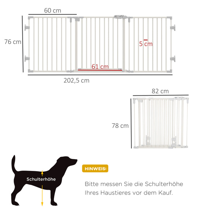 Hundebarrierer sikkerhedslåge kæledyrssikkerhedslåge justerbar foldbar pejsrist med automatisk lukning 3 paneler til komfur vægmonteret/fritstående hvid 202,5 x 76 cm