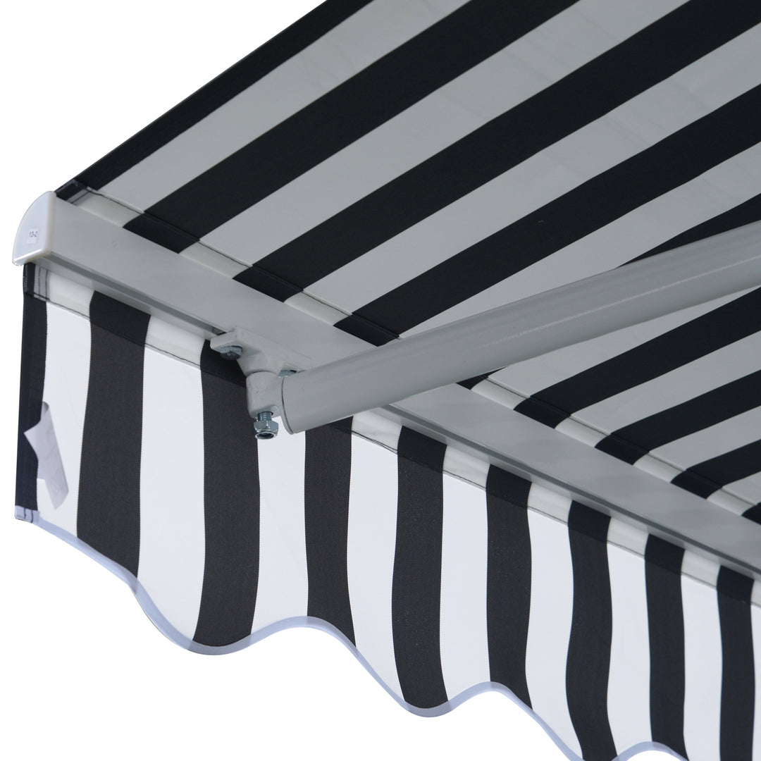 Markise med foldearm, solsejl med håndsving, 3,5 x 2,5 m, grå og hvid, aluminium og polyester