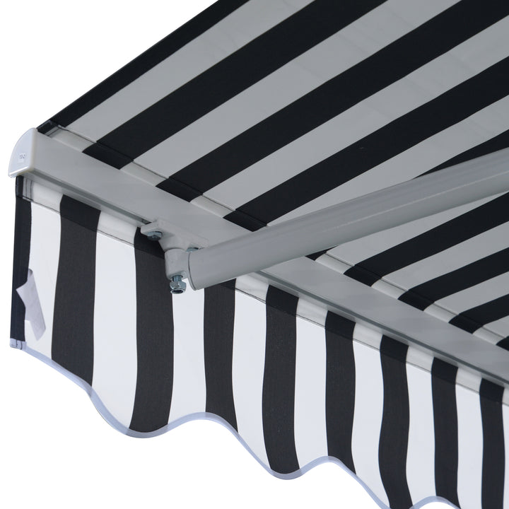 Markise med foldearm, solsejl med håndsving, 3,5 x 2,5 m, grå og hvid, aluminium og polyester
