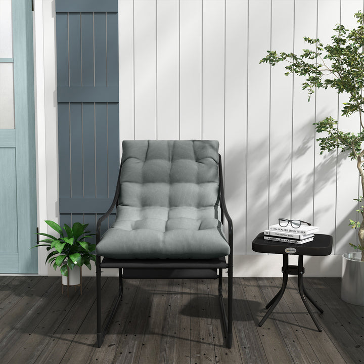Udendørs lounge, tykke hynder, stel i rustfrit stål, 62B x 110D x 88H cm, grå/sort