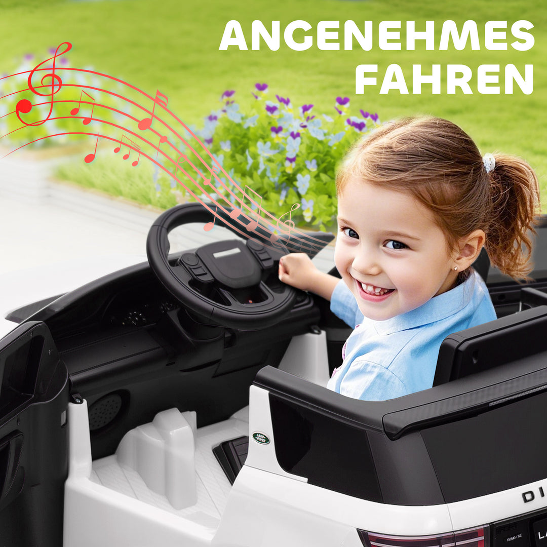 Elbil til børn, 12v børnebil med fjernbetjening, led-lys, musik og horn, 3-6 år, hvid