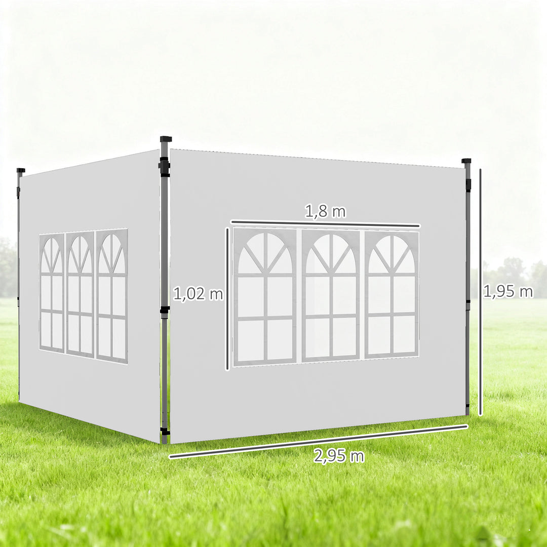 Sæt med 2 sidepaneler til 3x3/3x4 m pavillon, sidevæg med vindue, vandtæt, hvid