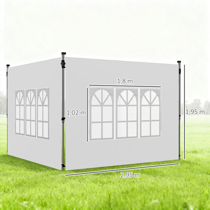 Sæt med 2 sidepaneler til 3x3/3x4 m pavillon, sidevæg med vindue, vandtæt, hvid