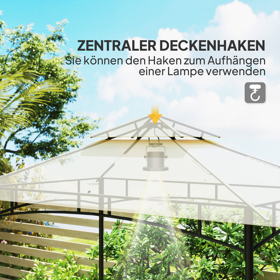 Bbq-pavillon med led 240 x 150 x 258 cm vandafvisende flammehæmmende havepavillon med dobbeltlagstag