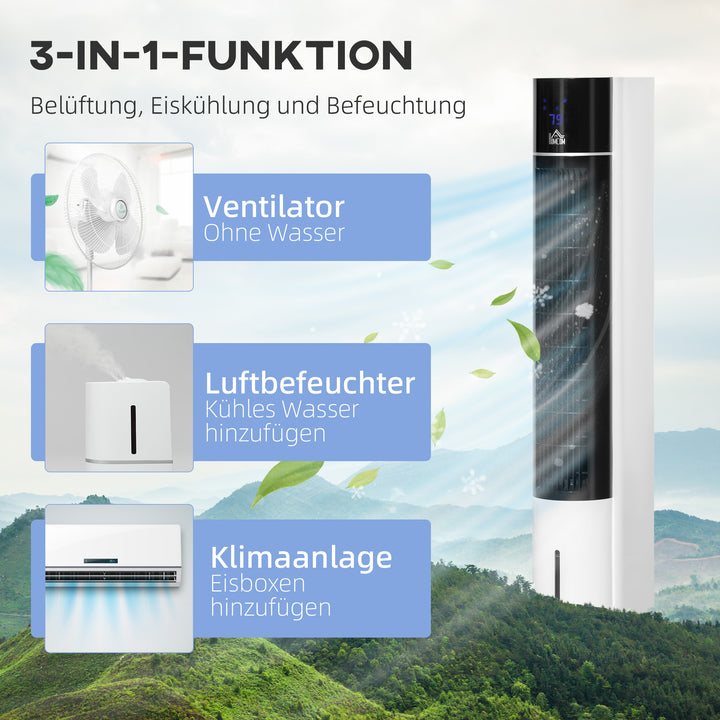 Søjleventilator, søjleformet klimaanlæg, kan drejes 52 grader, støjsvag drift, 3 driftstilstande, 3 hastigheder