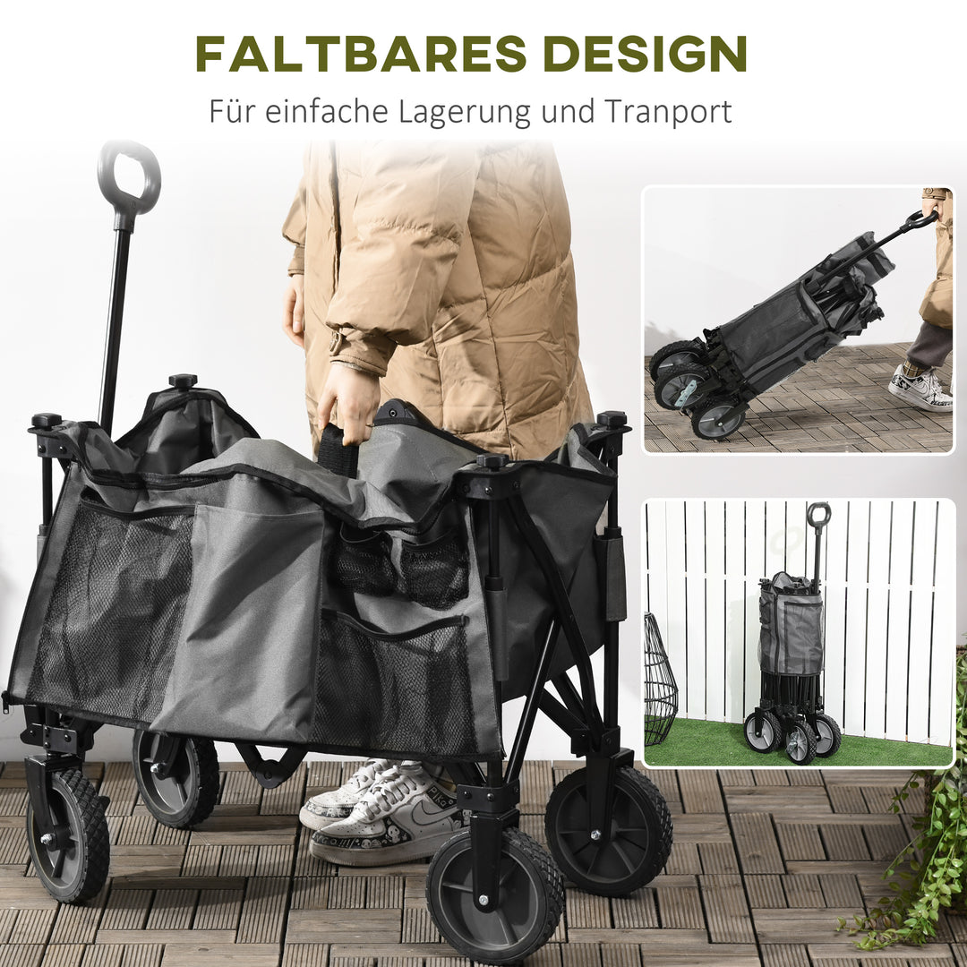 Foldbar sækkevogn, 5 sidelommer, justerbart håndtag, op til 120 kg, stål, mørkegrå, 100 x 55 x 93 cm