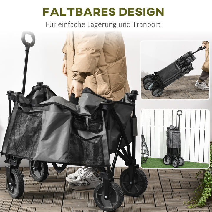 Foldbar sækkevogn, 5 sidelommer, justerbart håndtag, op til 120 kg, stål, mørkegrå, 100 x 55 x 93 cm