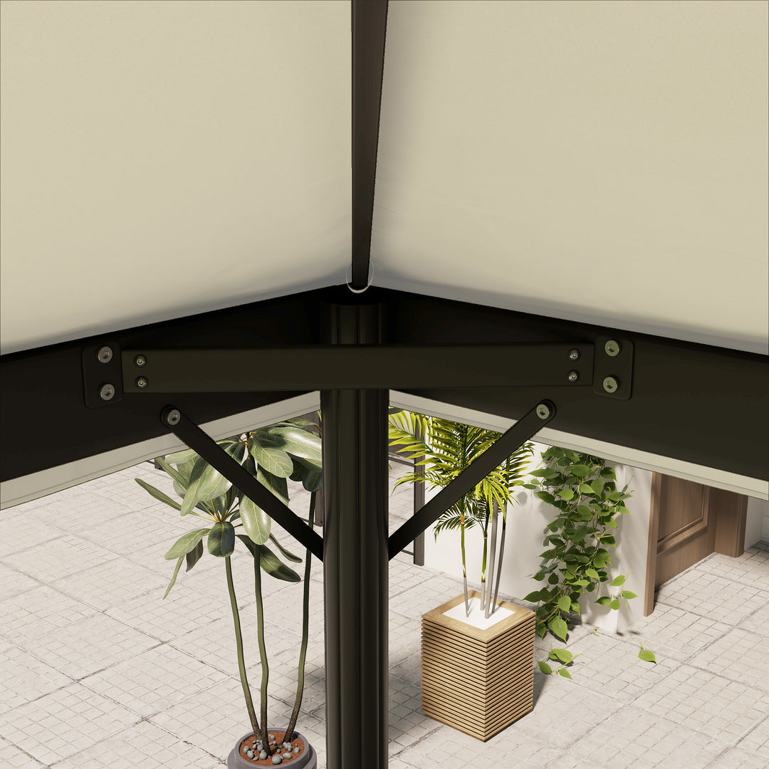 Pavillon-udskiftningstag, 3 x 4 m, udskiftningspresenning med drænhuller, polyester, solbeskyttelse, UPF30+, cremehvid