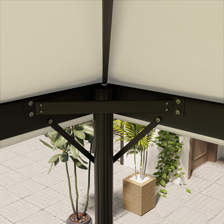 Pavillon-udskiftningstag, 3 x 4 m, udskiftningspresenning med drænhuller, polyester, solbeskyttelse, UPF30+, cremehvid