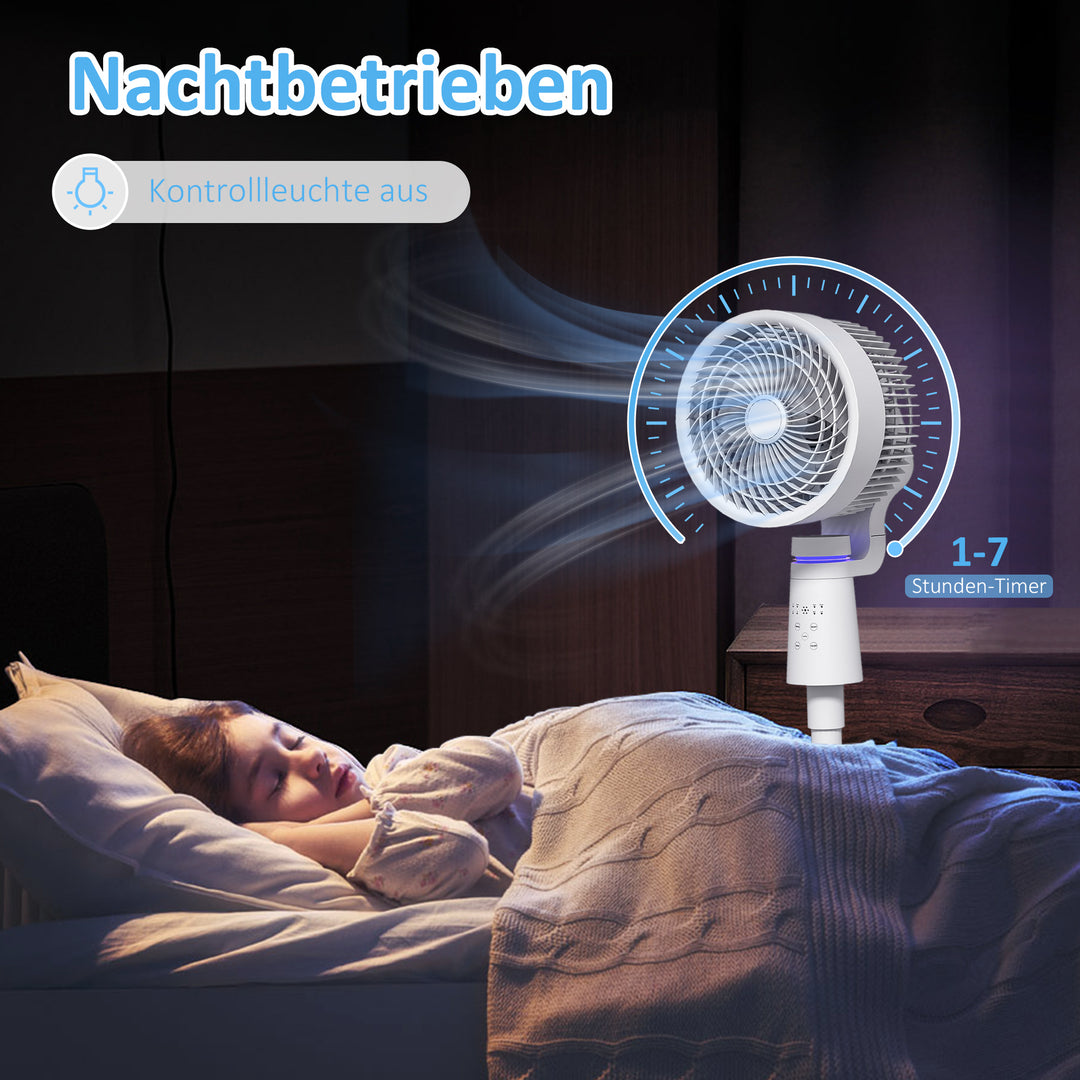 Sokkelventilator, luftcirkulator, ventilator med 3 hastighedsindstillinger, fjernbetjening, timer, 70°+90° oscillation