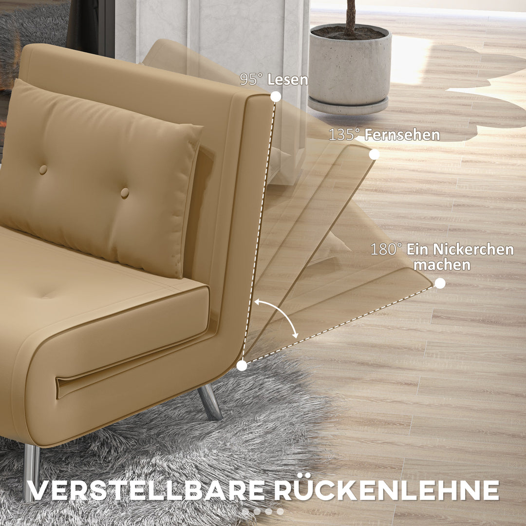 Lænestol med lænefunktion, knapsyninger, linnedlook, 77 cm x 88 cm x 83 cm, brun