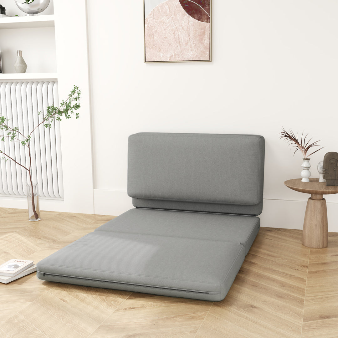 2-I-1 foldbar lænestol med gæstemadras, delbar, 120 cm bred, lysegrå