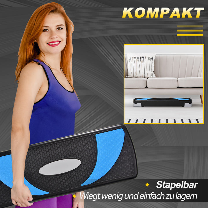 Aerobic stepper 3-trins højdejusterbar 80 x 31 x 20 cm sort+lyseblå+grå
