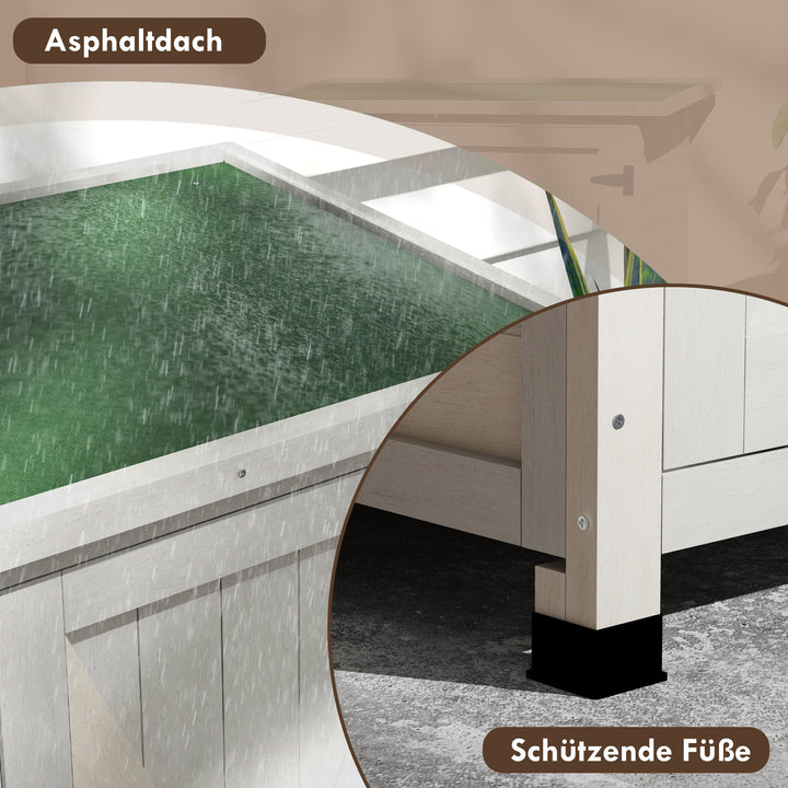 Træværktøjsskab med 2 døre, værktøjsskur med asfalttag, 110 x 55 x 117 cm, lysegrå