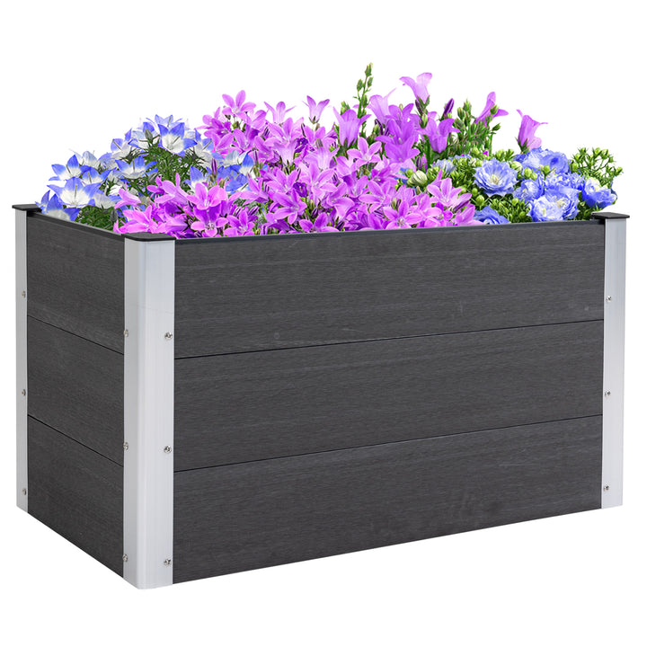 Højbed lavet af aluminium, plantebed, kold ramme, havebed, blomsterkasse, vejrbestandig, uden base, plantekasse 100x50x55,5 cm til terrasse, balkon, blomsterkasse til blomster, planter, grå