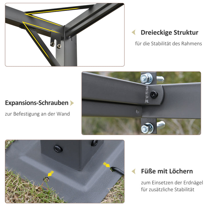 Pergola pavillon 3 x 3 m havepavillon grillpavillon med stoftag terrassetag vejrbestandig vægmonteret metal polyester cremehvid