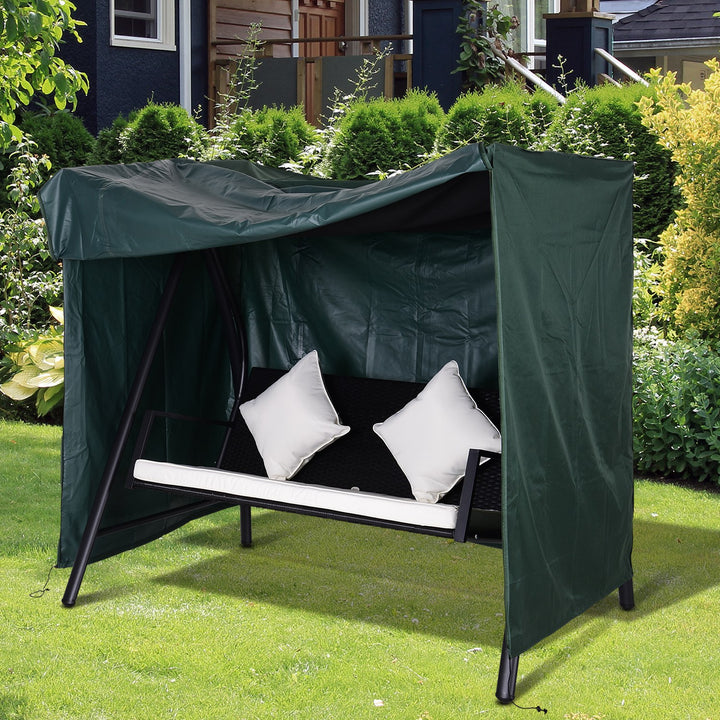 3-Personers gyngeovertræk, vandafvisende, vinterbestandigt beskyttelsesovertræk til havegynge, uv-bestandig presenning, overtræk, rivefast 420d oxford-stof, 177 x 114 x 152 cm, mørkegrøn