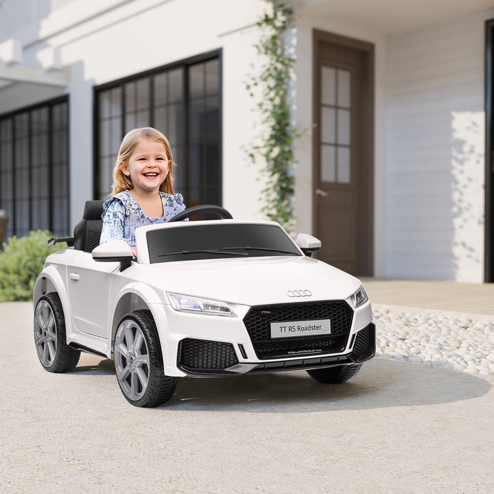 Elbil til børn, audi tt rs roadster, 3 km/t, fjernbetjening, led, usb, hvid