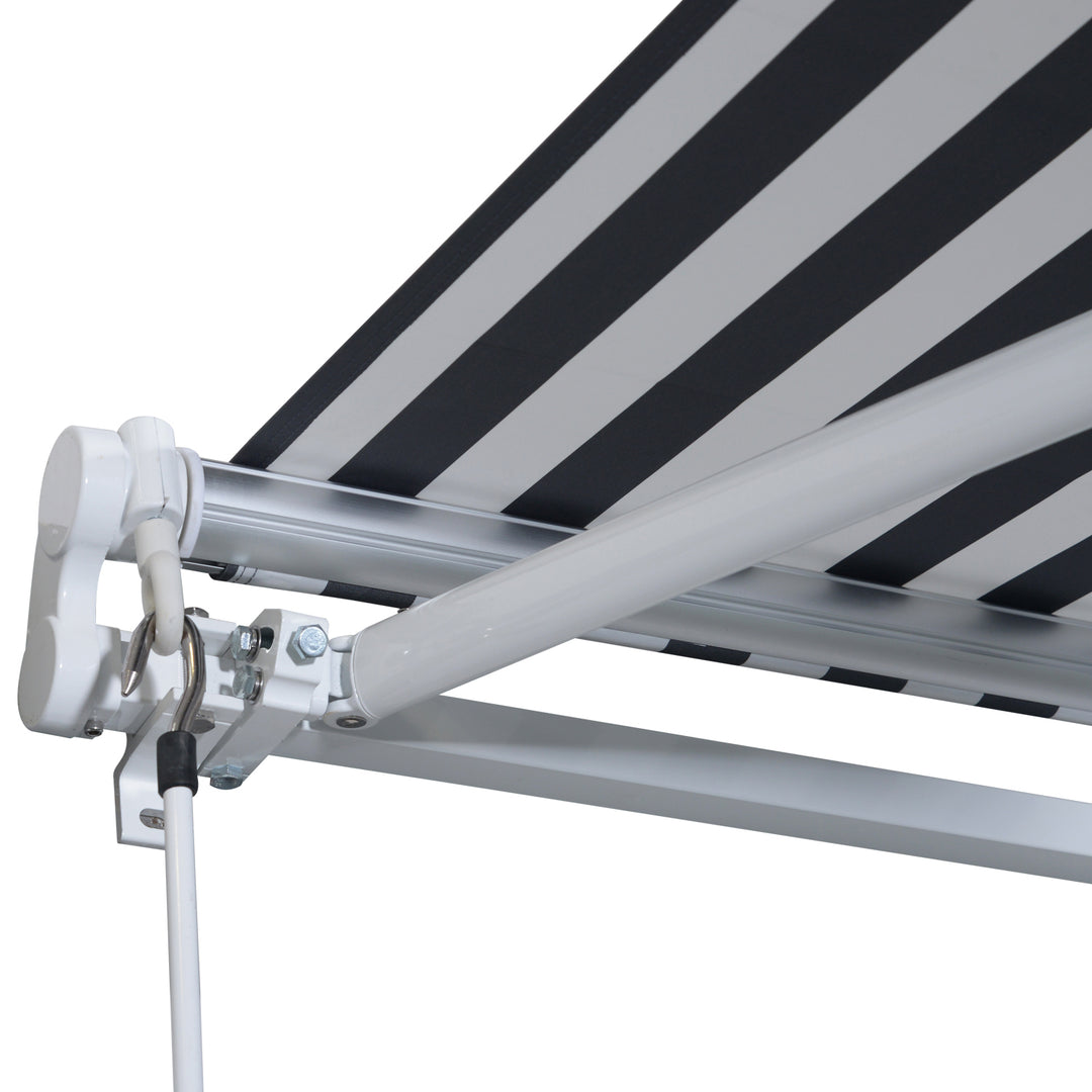 Markise med foldearm, solsejl med håndsving, 3,5 x 2,5 m, grå og hvid, aluminium og polyester