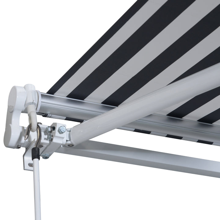 Markise med foldearm, solsejl med håndsving, 3,5 x 2,5 m, grå og hvid, aluminium og polyester
