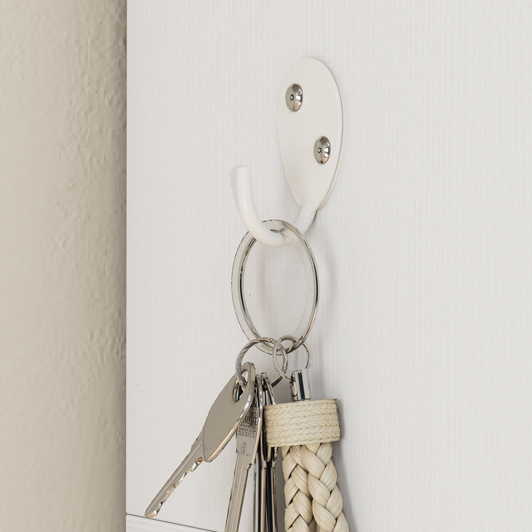 Garderobe med hylde, bænk, kroge, skorum, spånplade, MDF, hvid