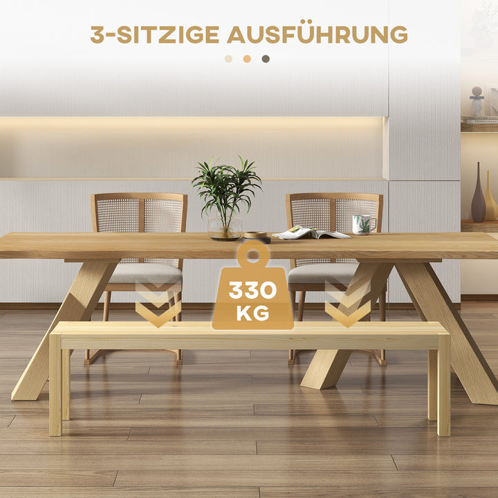 Bænk, plads til 3 personer, op til 330 kg, fyrretræ, 175x33x45 cm