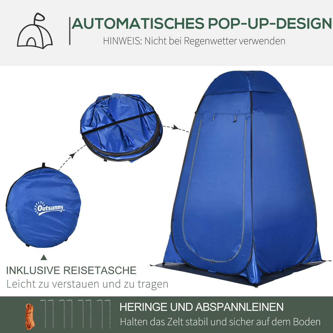 Pop-up brusetelt toilettelt camping pusletelt med bæretaske mobilt udendørstoilet puslerum opbevaringstelt mørkeblå 126 x 124 x 189 cm