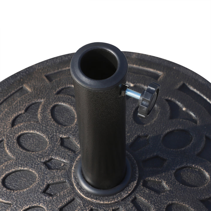 Parasolfod i harpiks, 14 kg, med håndtag, rund parasolholder, til parasoller med 38 mm/48 mm stangdiameter, til altan, terrasse, have, bronze