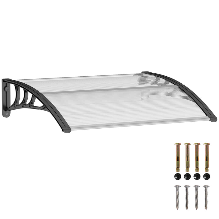 Markise til fordør 100 x 75 cm, hængende markise, transparent polycarbonat