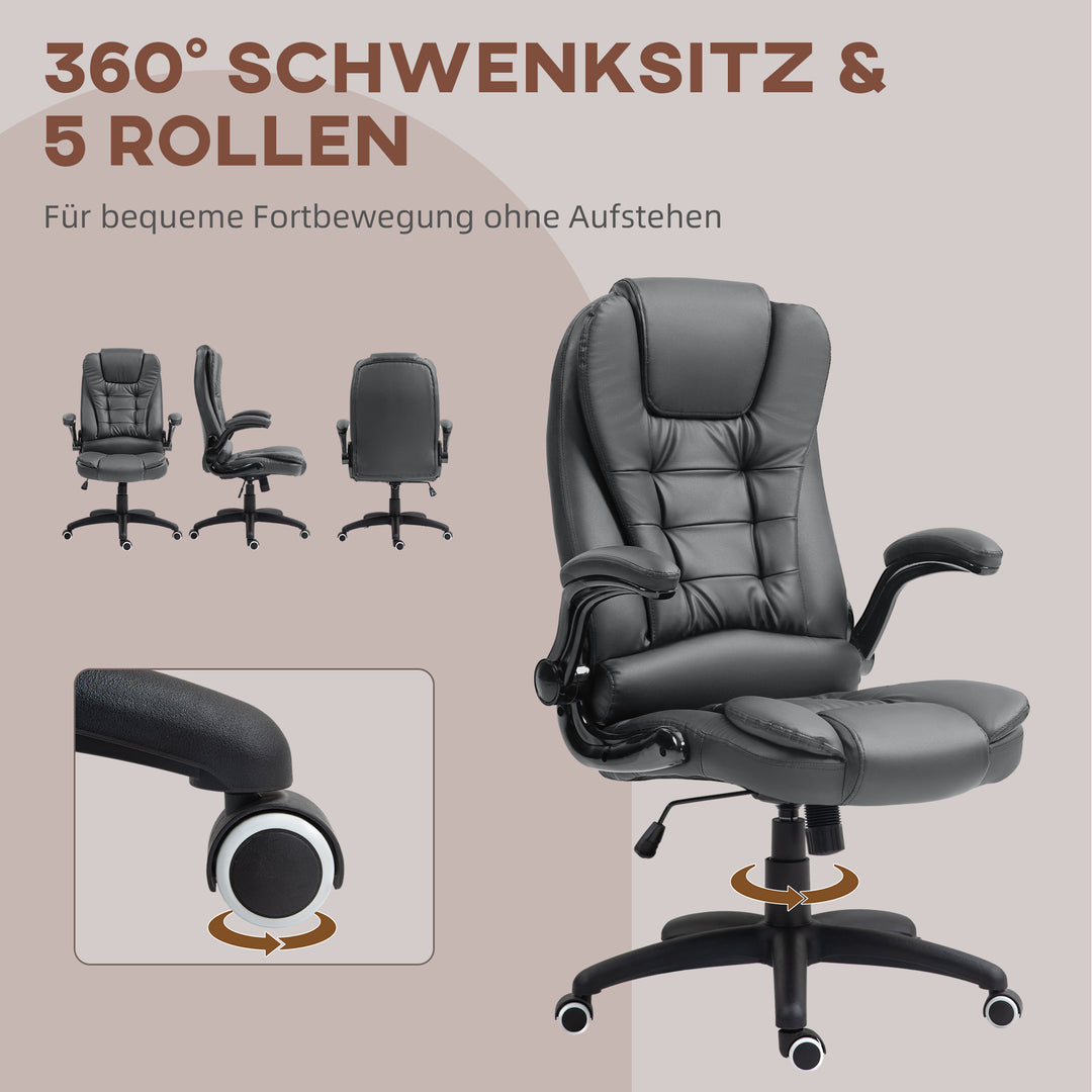Ergonomisk kontorstol med foldbare armlæn og hvilefunktion, mørkegrå