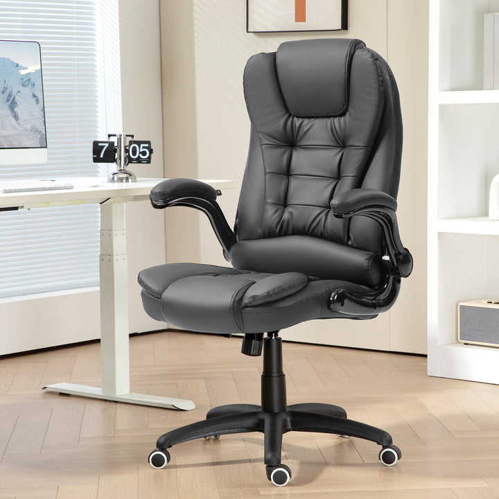 Ergonomisk kontorstol med foldbare armlæn og hvilefunktion, mørkegrå