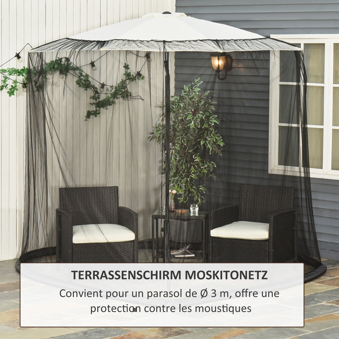 Myggenet til parasol, fluenet, myggenet, sort, Ø3 x H2,3 m