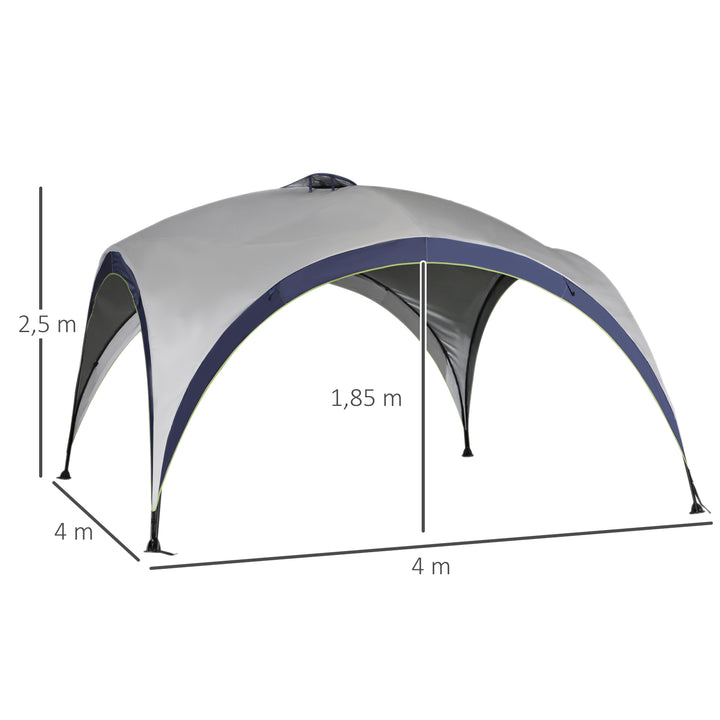 Garden pavilion havetelt marquee partytelt solbeskyttelse vejrbestandig metalstang + polyester cremehvid + blå 4 x 4 x 2,5 m