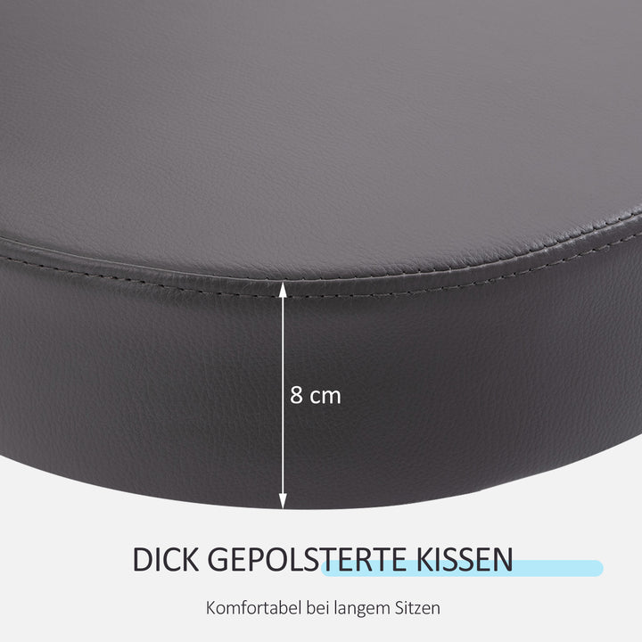 Salonskammel, højdejusterbar, ergonomisk, 360° drejelig, 5 hjul, syntetisk betræk, grå