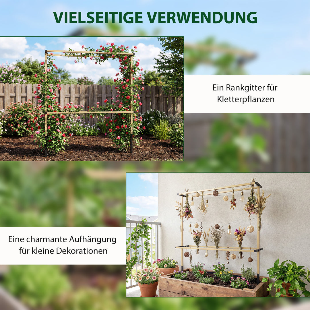 Metalespalier til stikkontakt, rustfri, klatrehjælp til agurker, espalier, 119 x 34 x 139 cm, til hindbær, brombær, naturlig