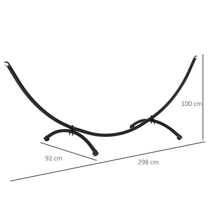 Udendørs hængekøjestativ i stål, 300 cm x 90 cm x 100 cm, med træksnor, op til 120 kg, hængestolstativ til have, strand, camping, sort