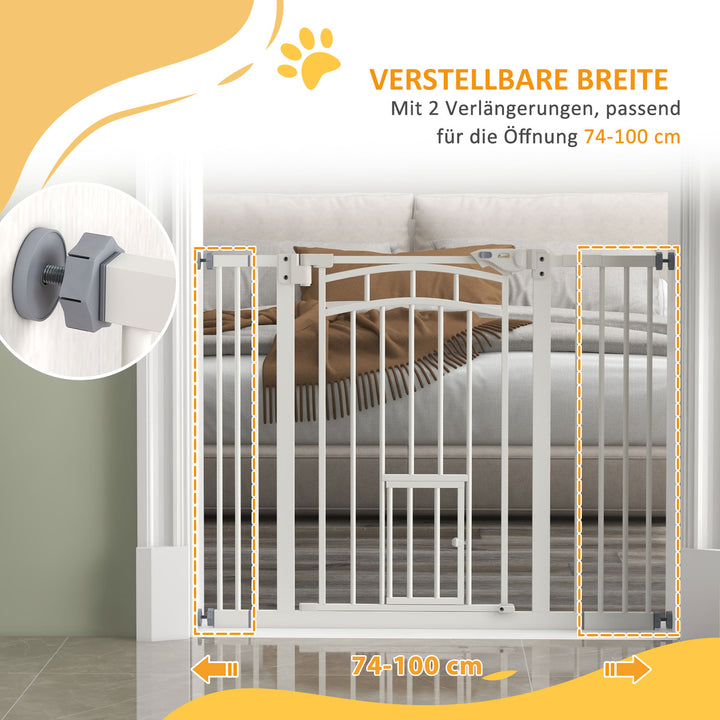 Trappegitter hundegitter, automatisk lukning, enhåndsbetjening, 100 cm x 4 cm x 76 cm, hvid