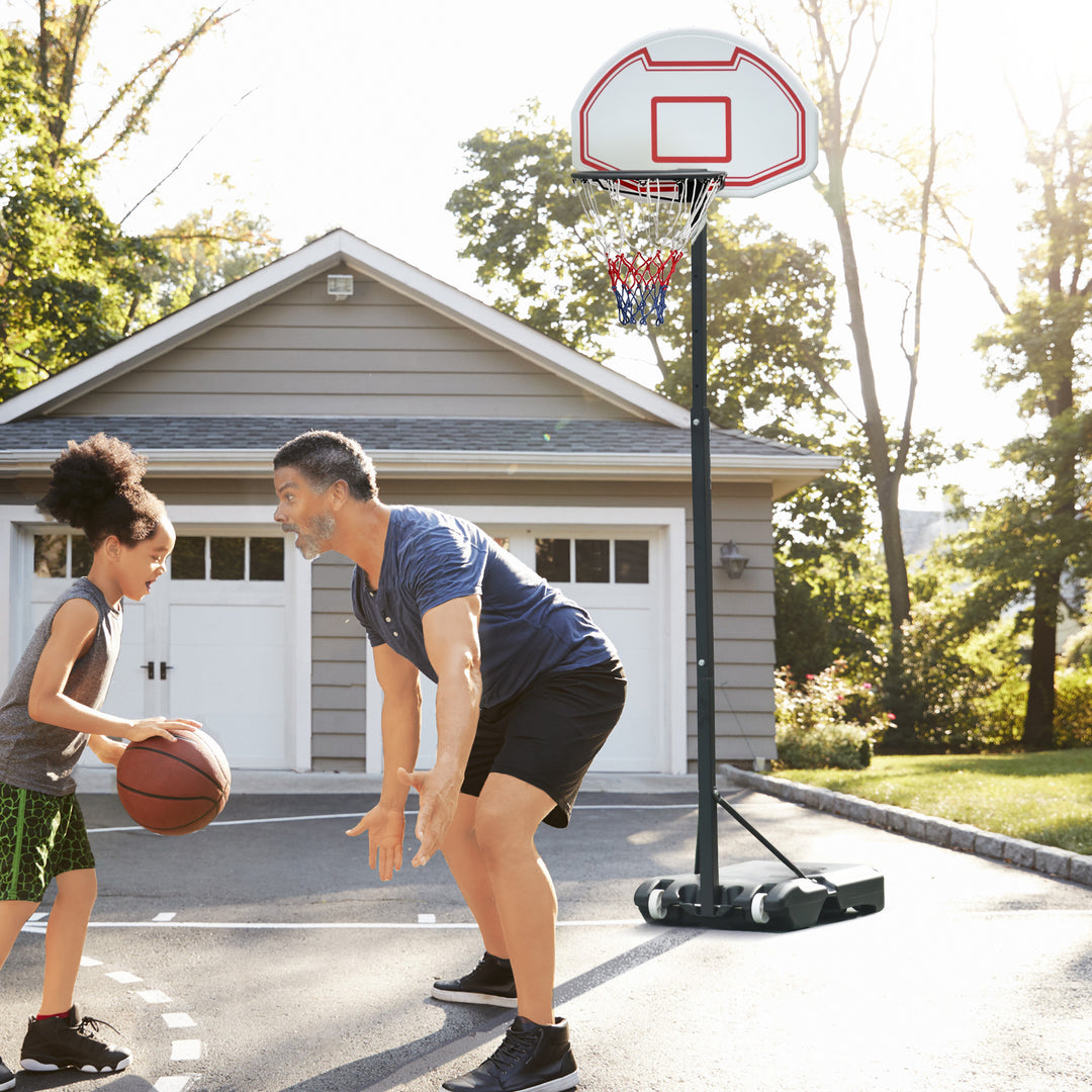 Udendørs basketballkurv med hjul 155-210 cm højdejusterbar, bærbar basketballstander med hjul, bærbar basketballkurv pe+stål