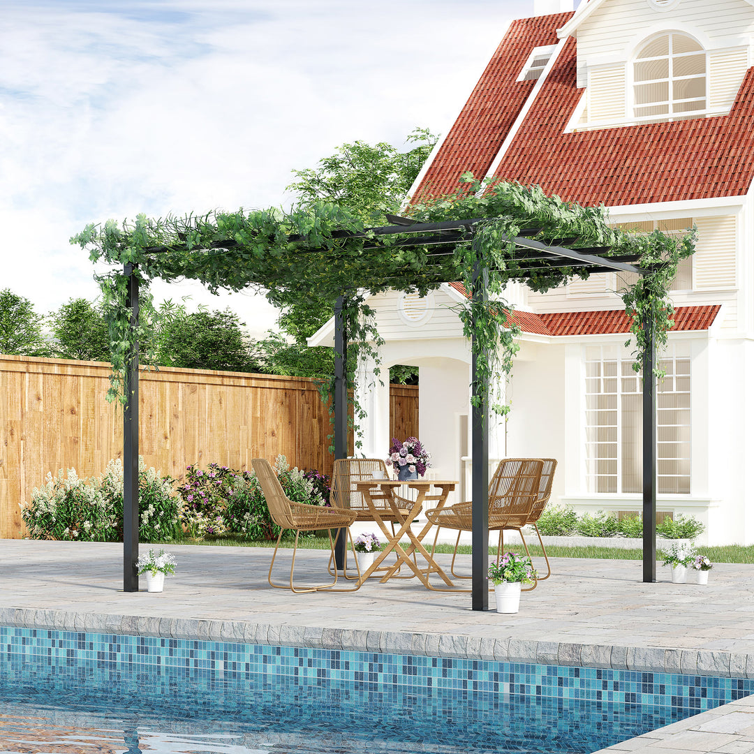 Rosenpavillon, plantebue, rosenbue, klatrehjælp, havepavillon, vejrbestandig, metal, sort, 2,97 x 2,95 x 2,3 m
