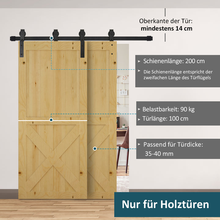 Skydedørssystem skinne skydedørsbeslag til træskydedør 9 tilbehør sort