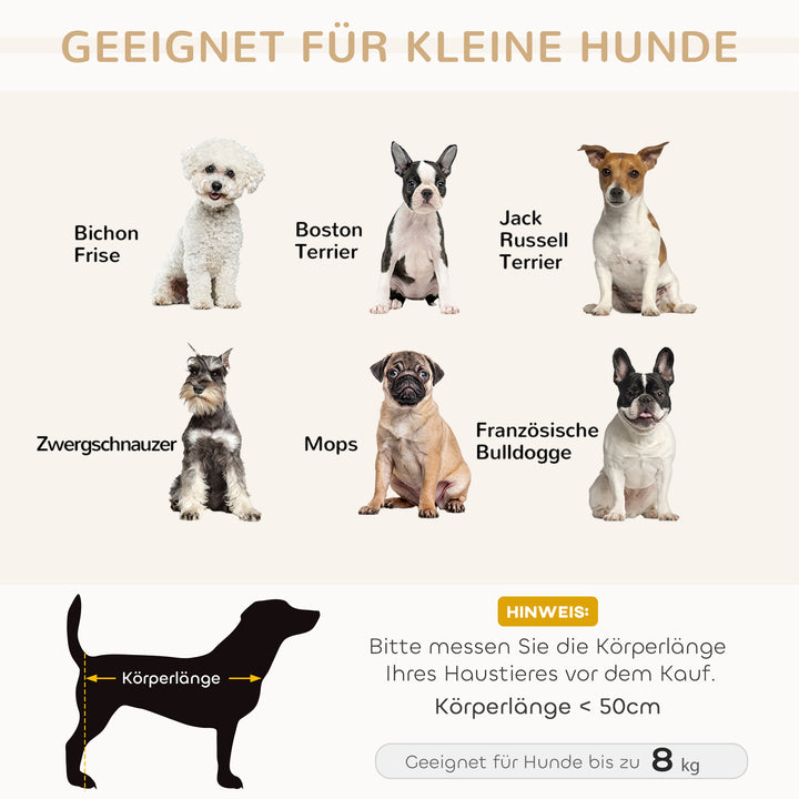 Hundesofa med træben, hundeseng, kæledyrssofa, hundemåtte til små hunde op til 8 kg, fløjlsagtig, grå, 64 x 45 x 36 cm
